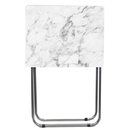 HOME BASICS Home Basics Marble Design Multi-Purpose Foldable Table, Grey/White ZOR96326